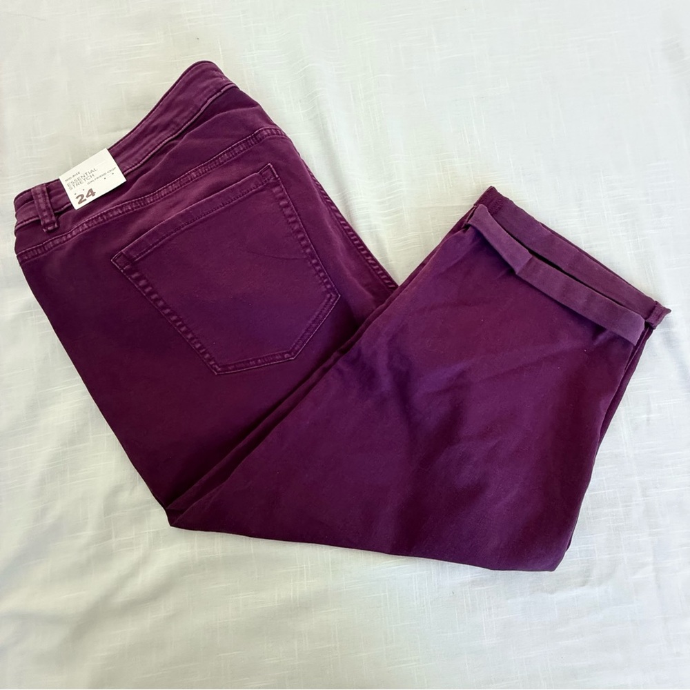 NEW Lane Bryant Essential Stretch Mid Rise Girlfriend Fit Crop Jeans Size 24